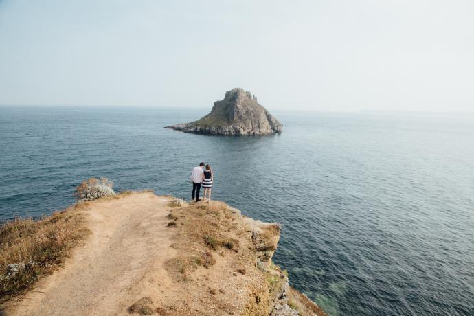 Couple looking at sea