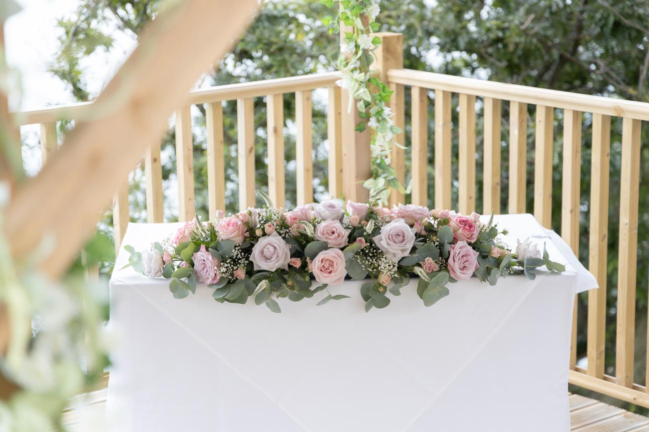 Wedding table decorations at the Osborne Hotel, Torquay